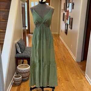 Abercrombie & Fitch Sage Green Cut-Out Maxi Dress